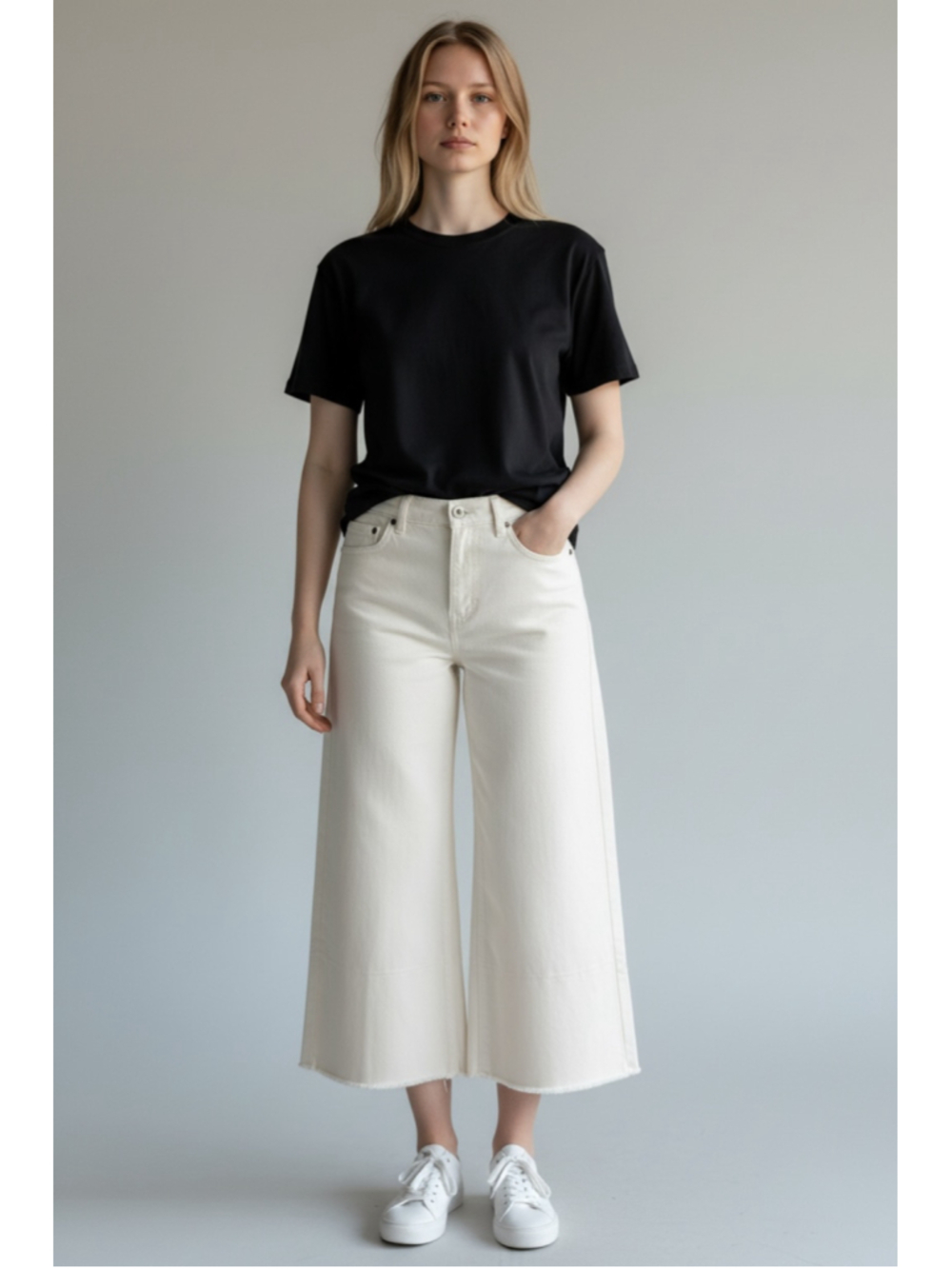 Women's Banana Republic High-Rise Wide-Leg Crop Jeans White Size 29P